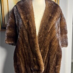 Antique Luxurious Brown Fur Shawl